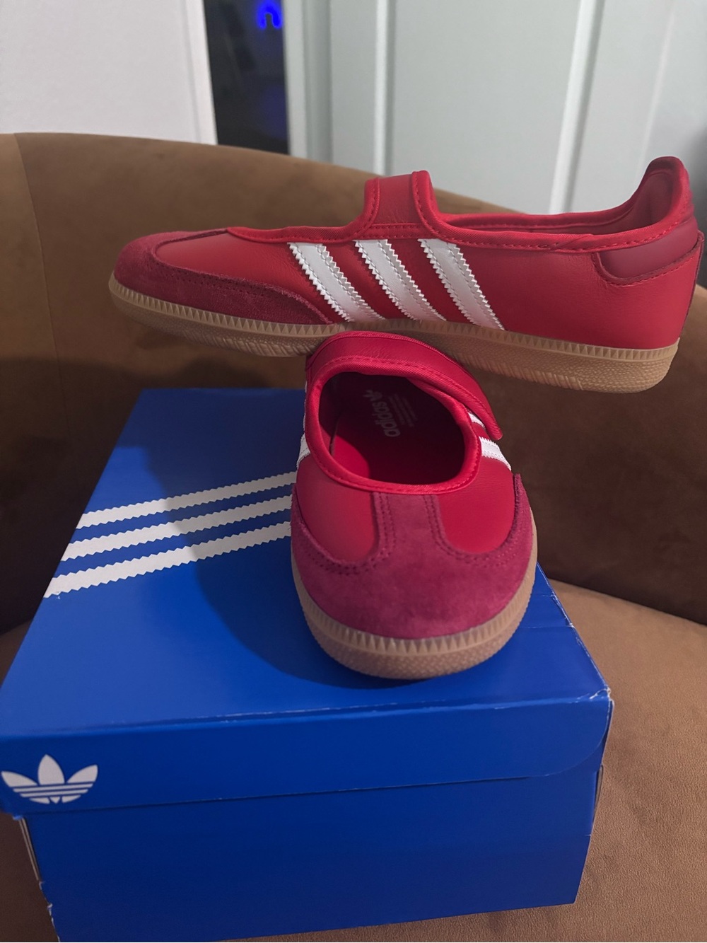 Red Women’s Mary Jane Sneakers with Hook-and-Loop Strap - Picture 2 of 5